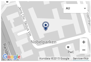 Street map with the location of Aarhus University building 1483 marked